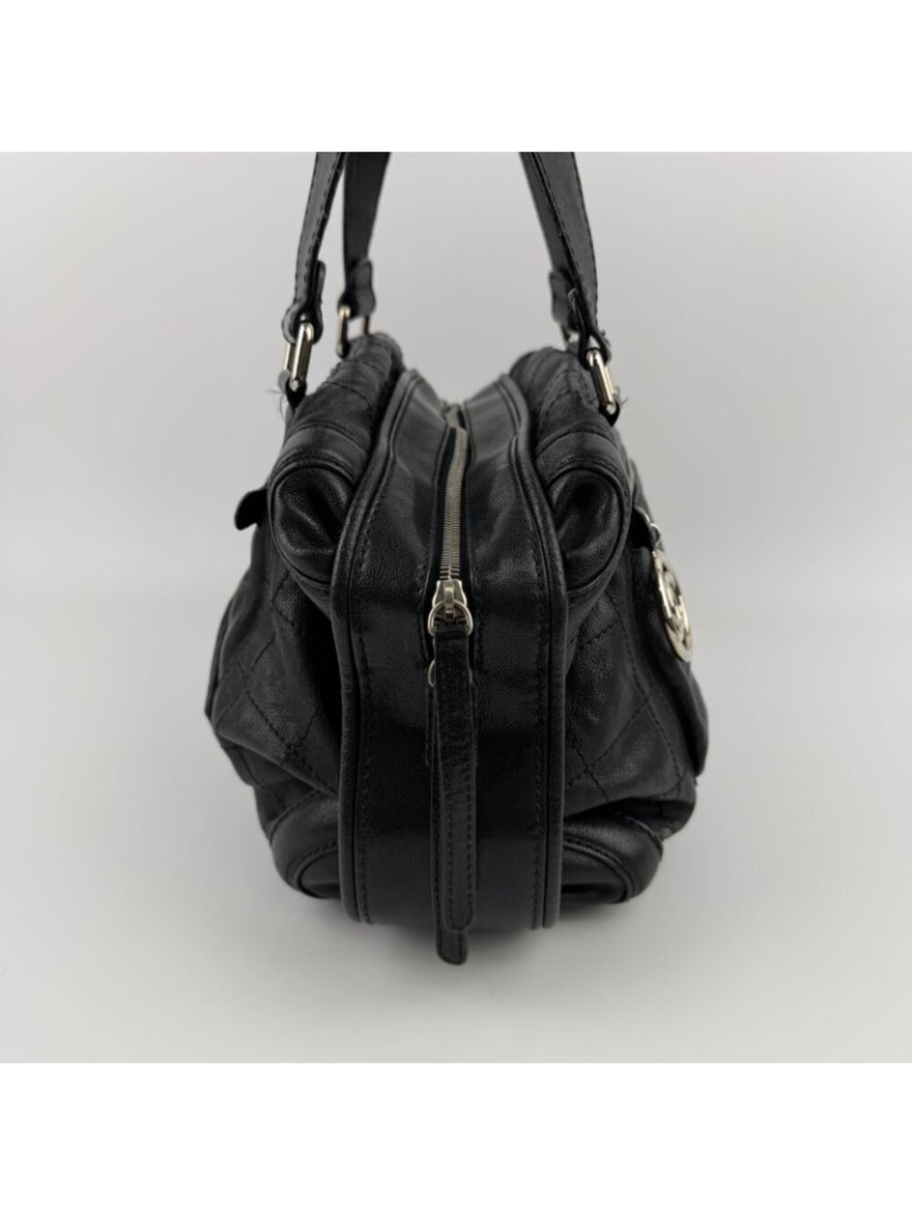 ★SOLD★ Chanel CC Logo Shoulder Bag Tote Black Leather 11 Vintage - Picture 4 of 15